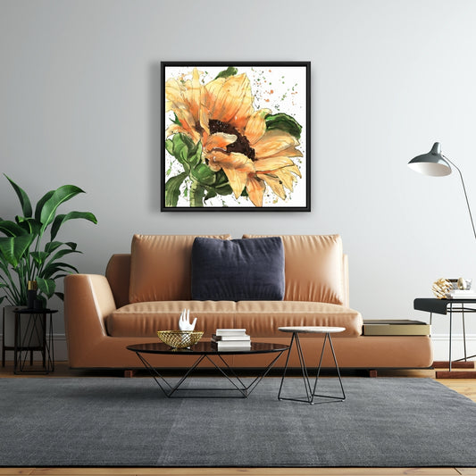 Rustic Brown Floral Sunflower in Bloom Canvas | Home Decor