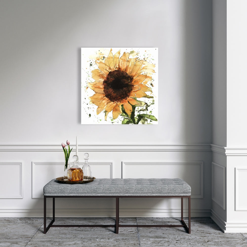 Big Sunflower Canvas - Brown Rustic Kitchen Home Decor Wall Art