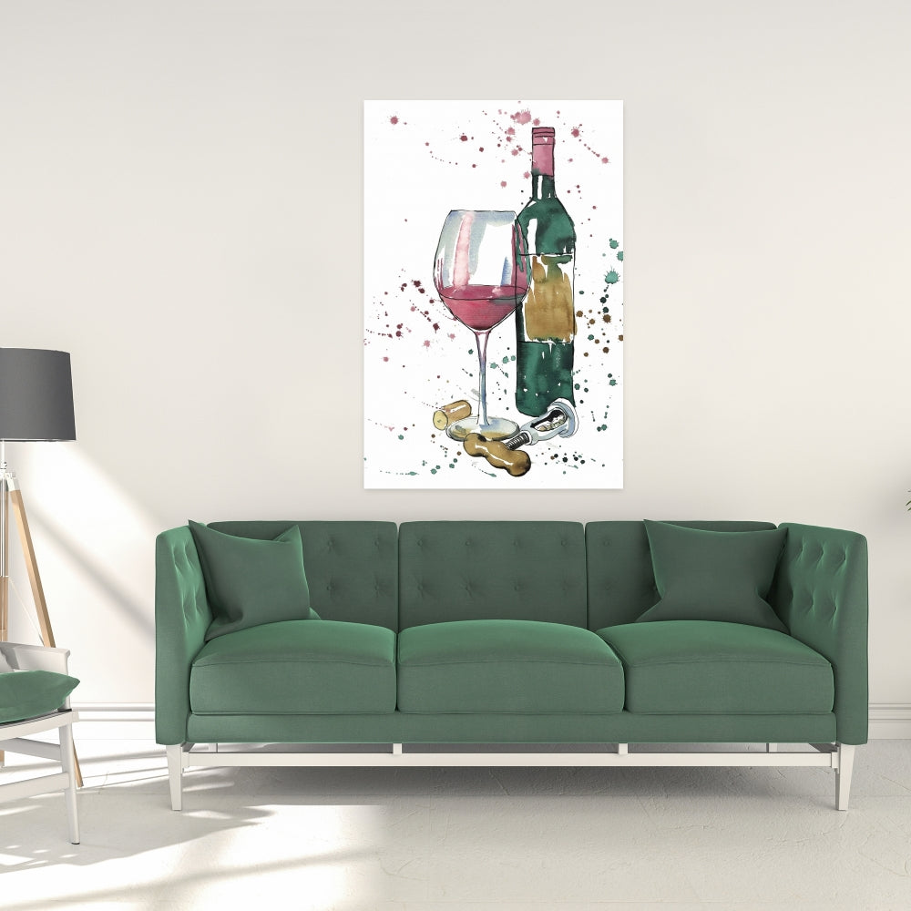 Gastronomy Red Wine Canvas | Bottle of Red Wine Home Decor