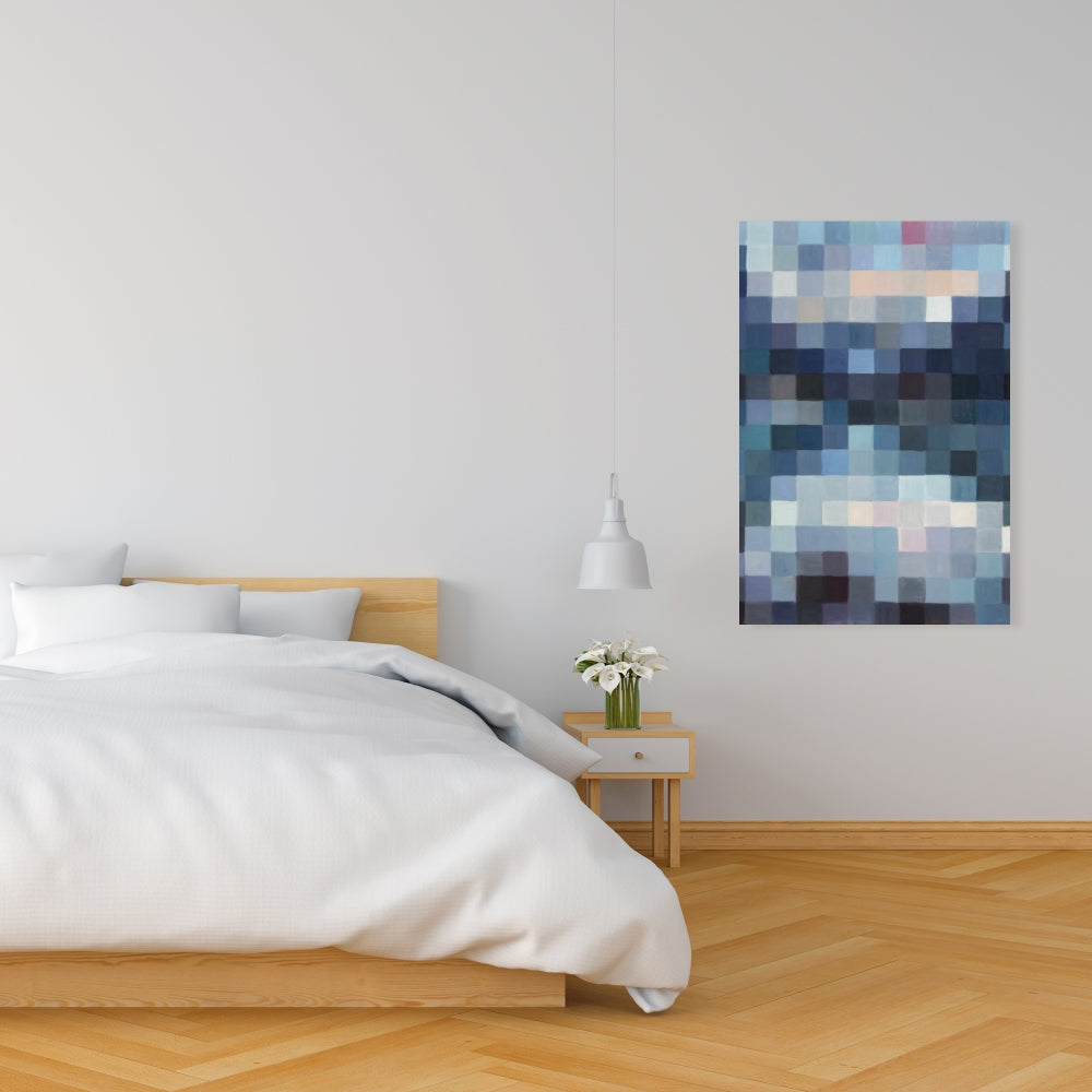 Pixelated Mountainous Landscape Canvas - Modern Bedroom Decor