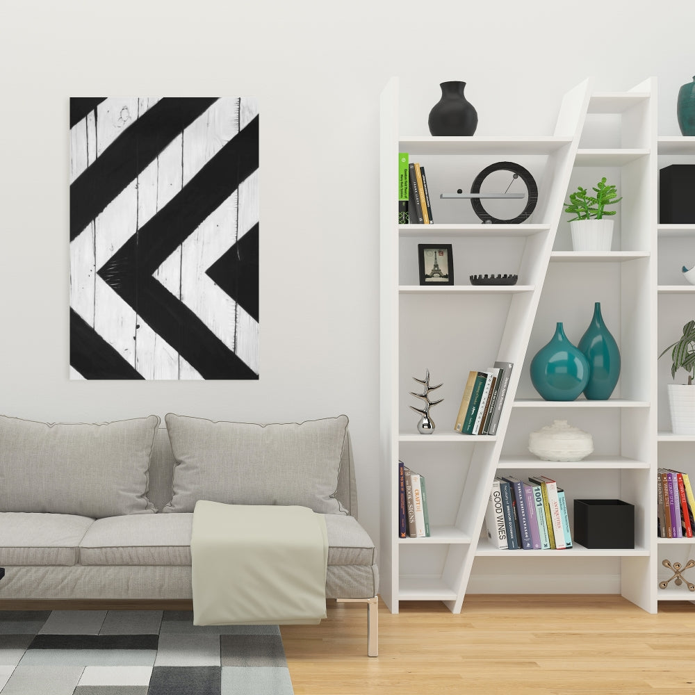 White Living Room Canvas | Rhombus on Wood Wall Art Decor