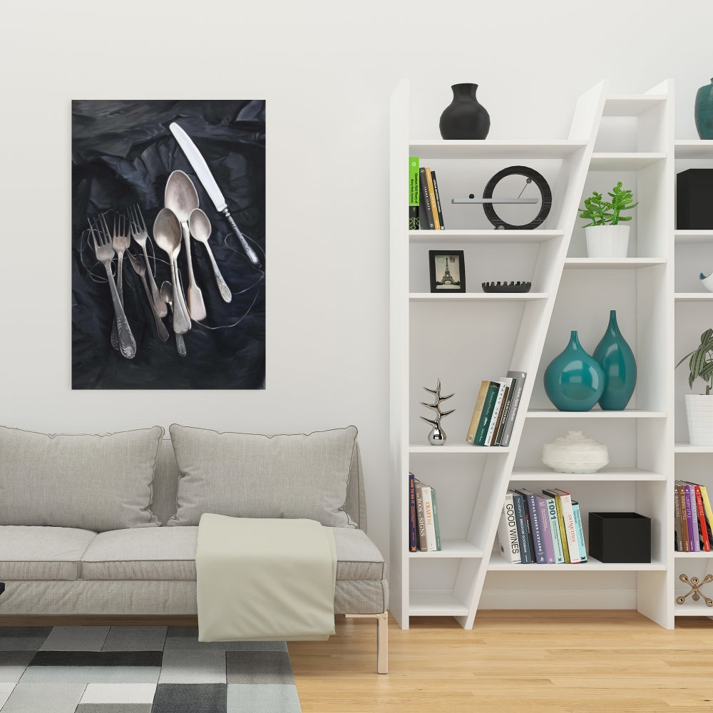 Vintage Cutlery Still Life Canvas | Kitchen Home Decor Art