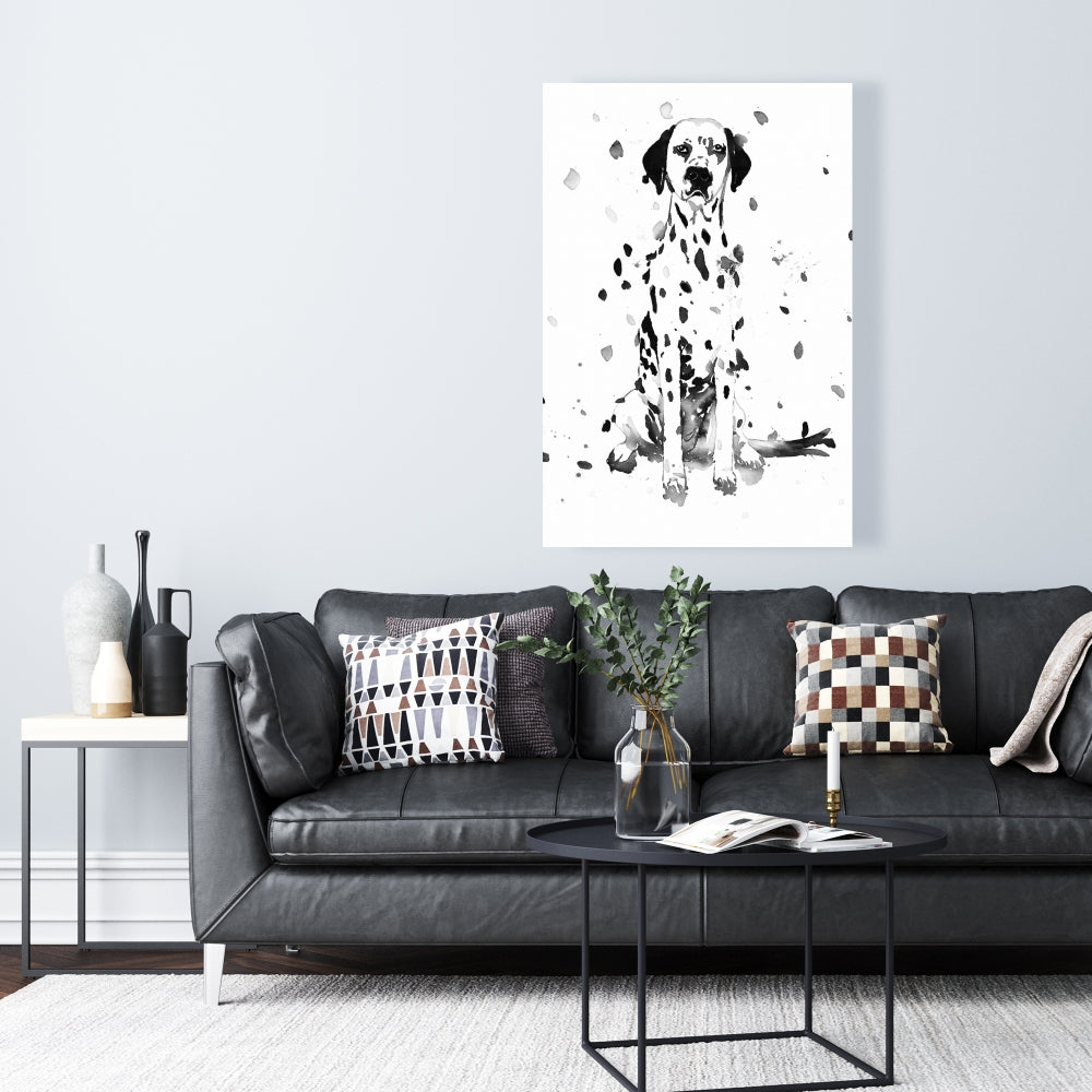 Minimalist Dalmatian Dog Canvas - White Bedroom Wall Decor