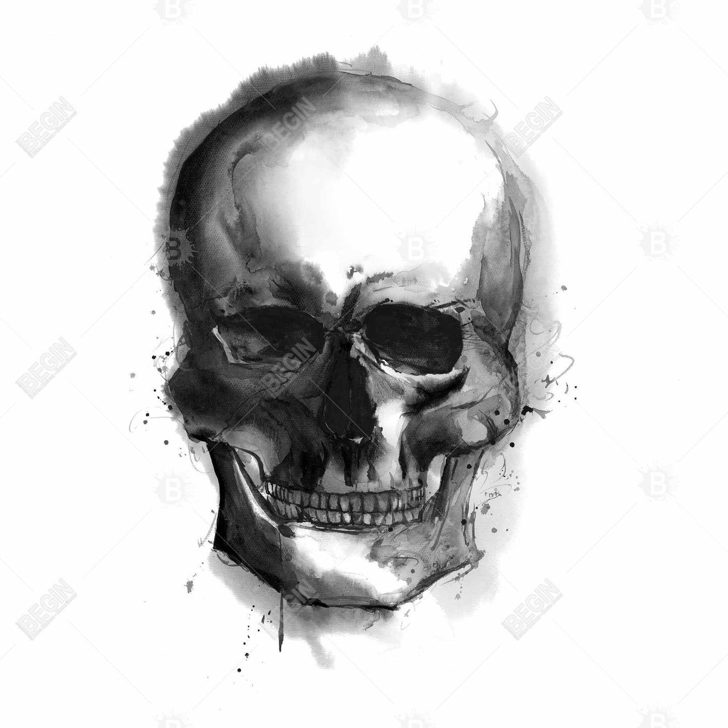 Watercolor Dark Skull Canvas | Bedroom Decor Illustrative Art