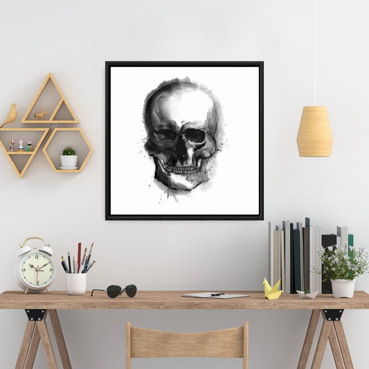 Watercolor Dark Skull Framed Canvas | Bedroom Home Decor