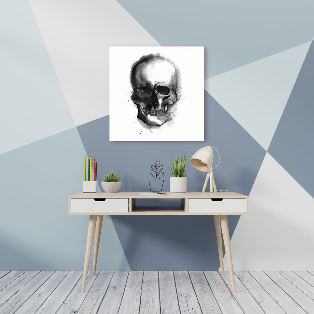 Watercolor Dark Skull Canvas | Bedroom Decor Illustrative Art