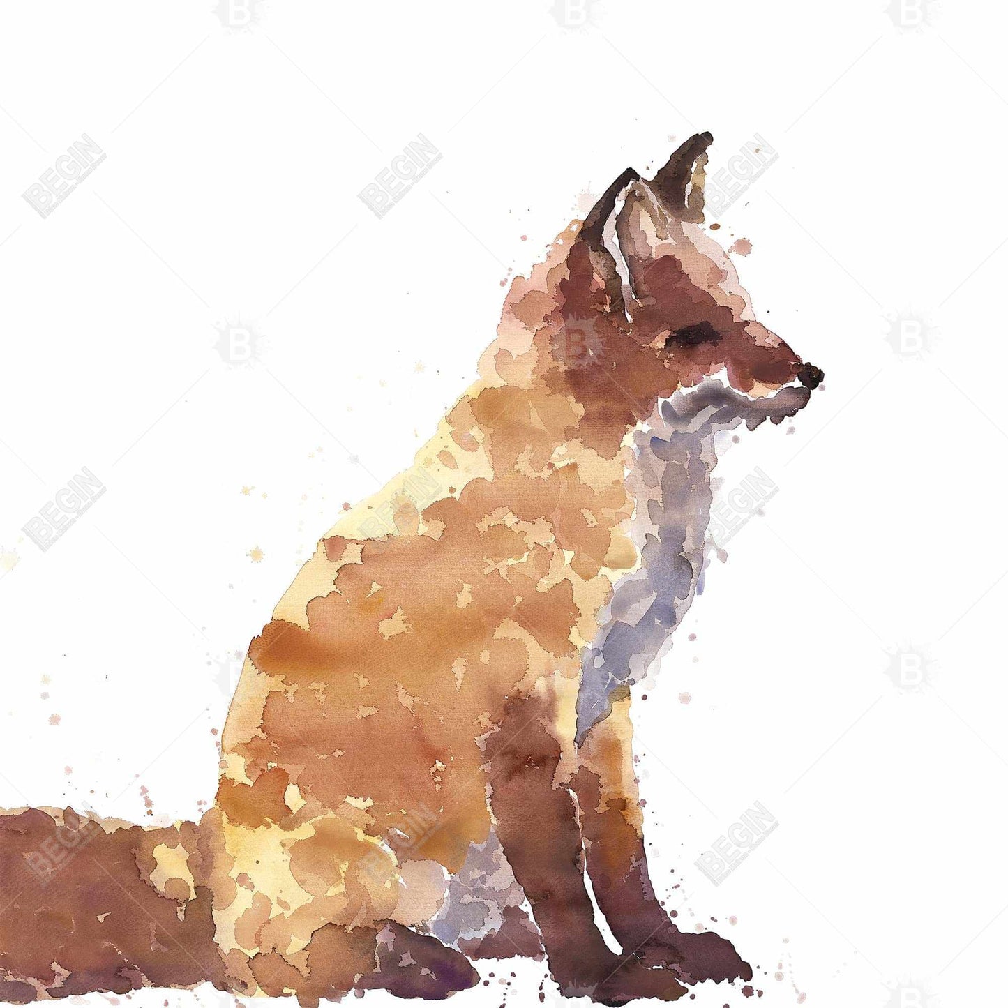 Décoration de salon scandinave | Toile encadrée marron représentant un renard roux