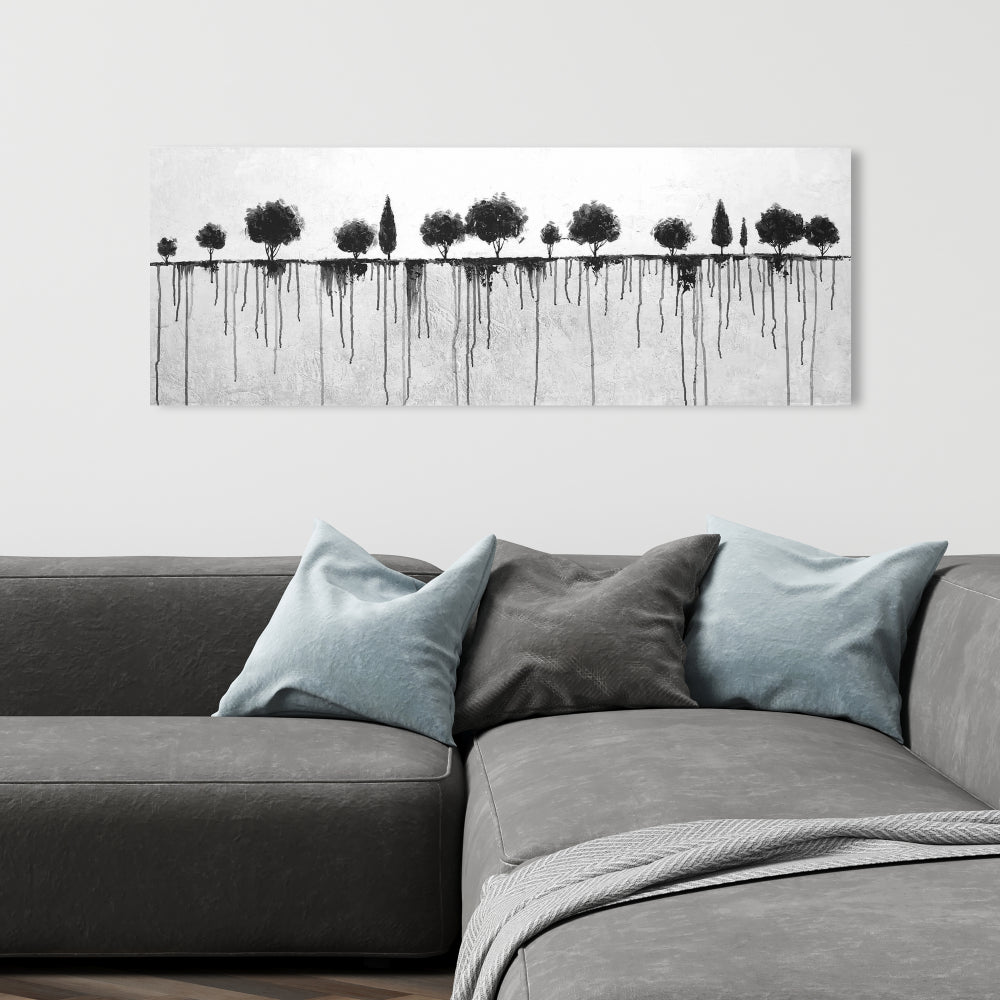Ink Bleeding Trees Canvas | White Bedroom Landscape Decor