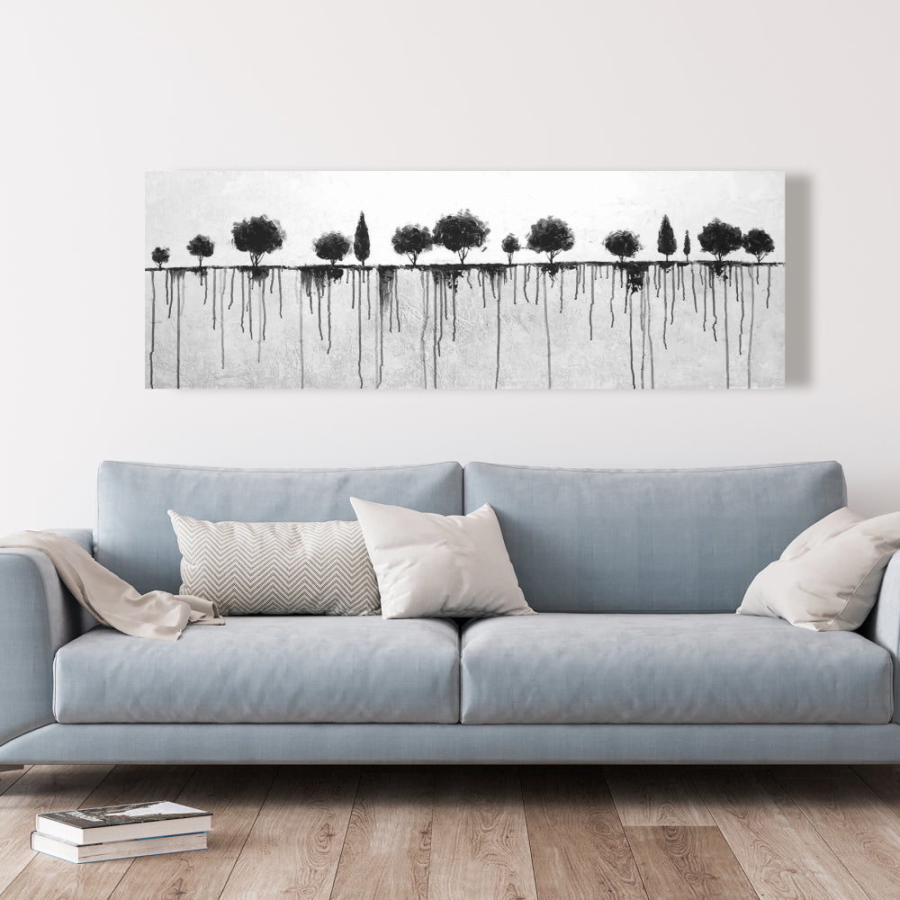 Ink Bleeding Trees Canvas | White Bedroom Landscape Decor