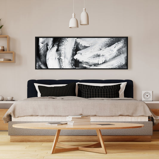 Toile à grandes rayures | Cadre blanc minimaliste | Décoration d'intérieur