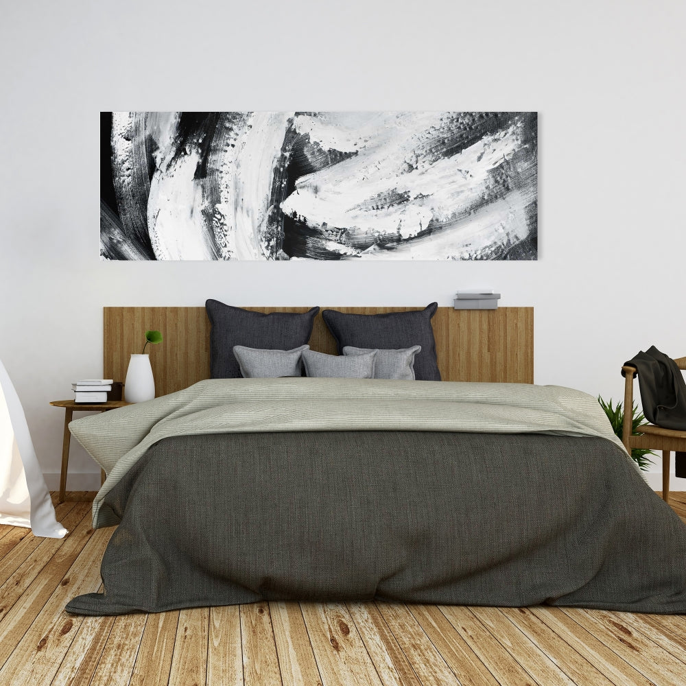 Toile blanche à grandes rayures - Décoration murale pour chambre à coucher