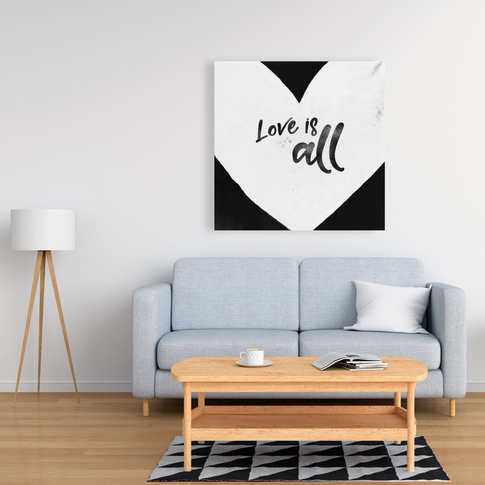 Love is All Monochrome Canvas | Bedroom Wall Decor Art