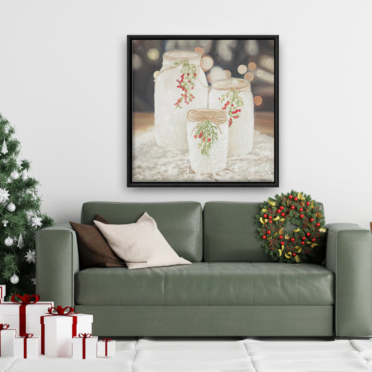 White Botanical Still Life Canvas - Christmas Candles Decor