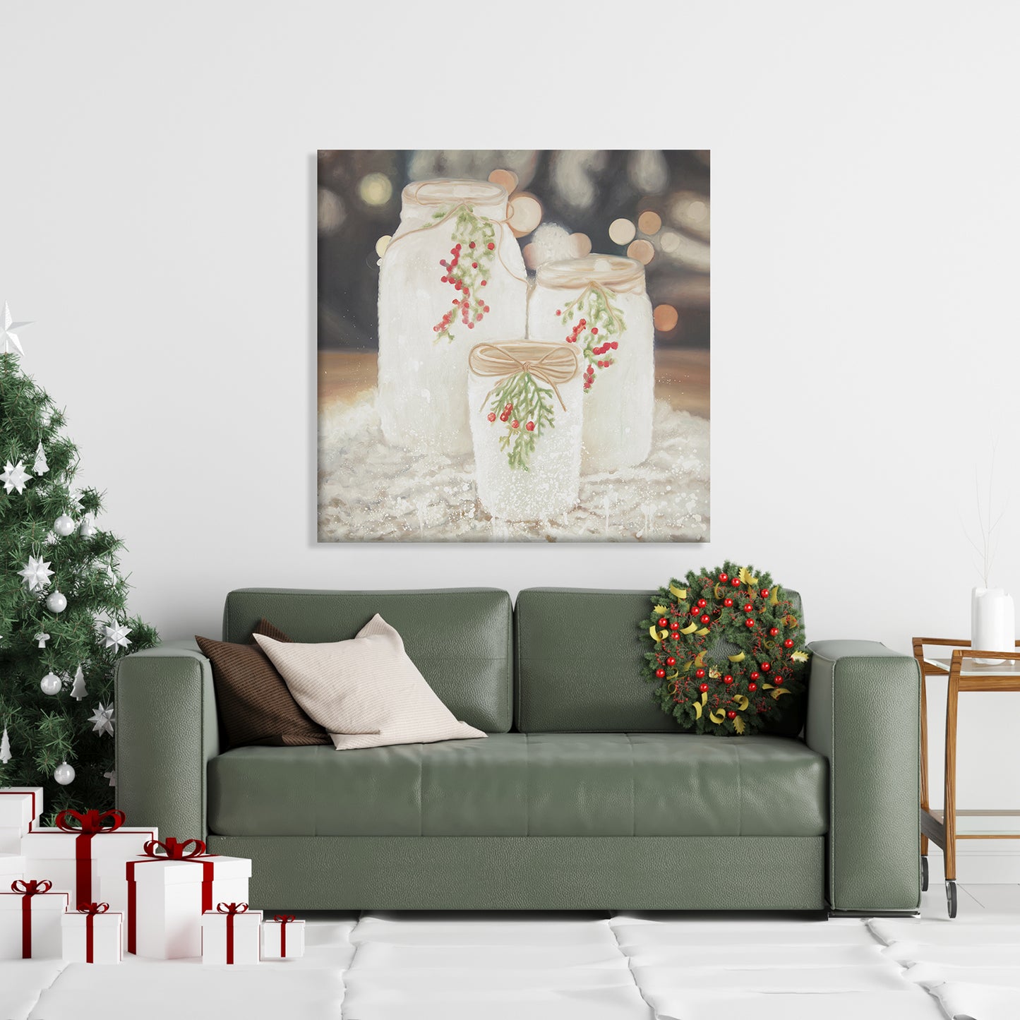 Still Life Botanical Rustic Canvas | Christmas Candles Decor