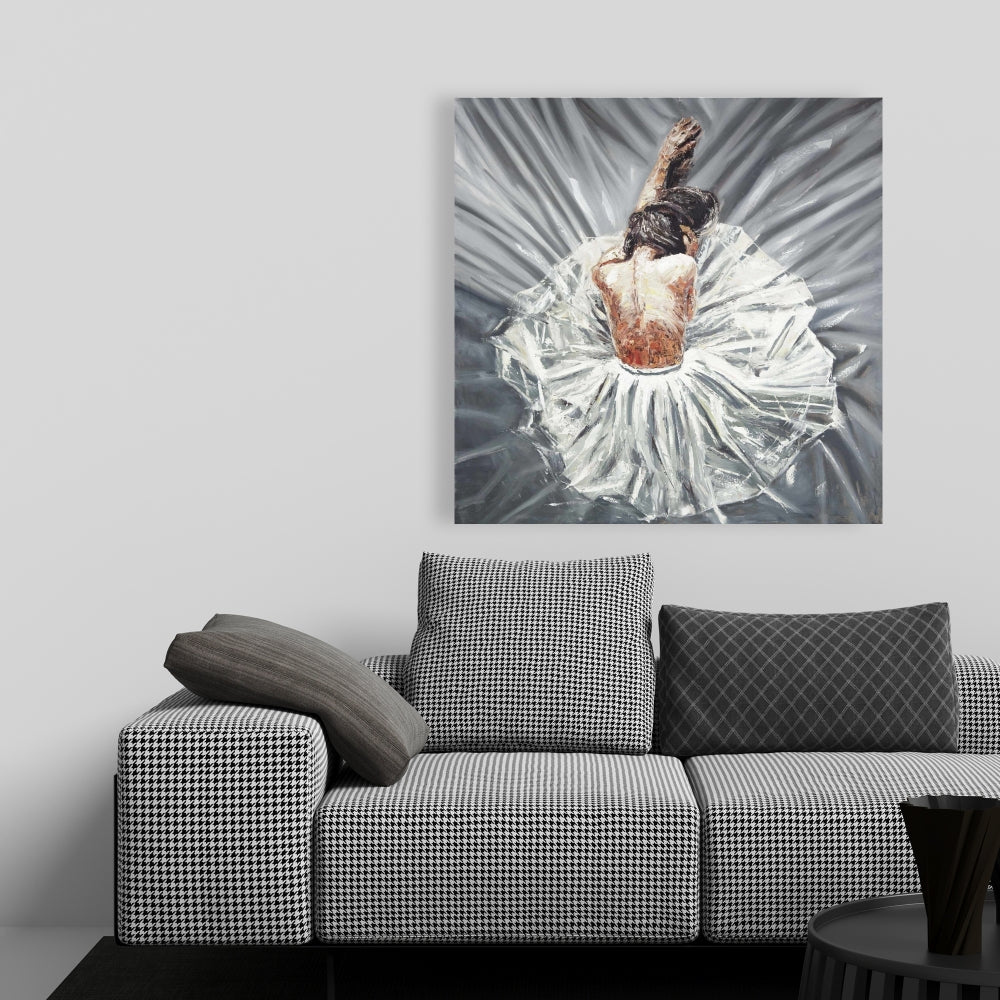 Ballerina Figurative Gray Canvas - Elegant Home Decor Art