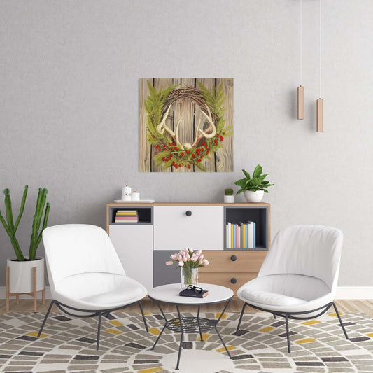 Rustic Botanical Canvas - Christmas Wreath with Panache Decor