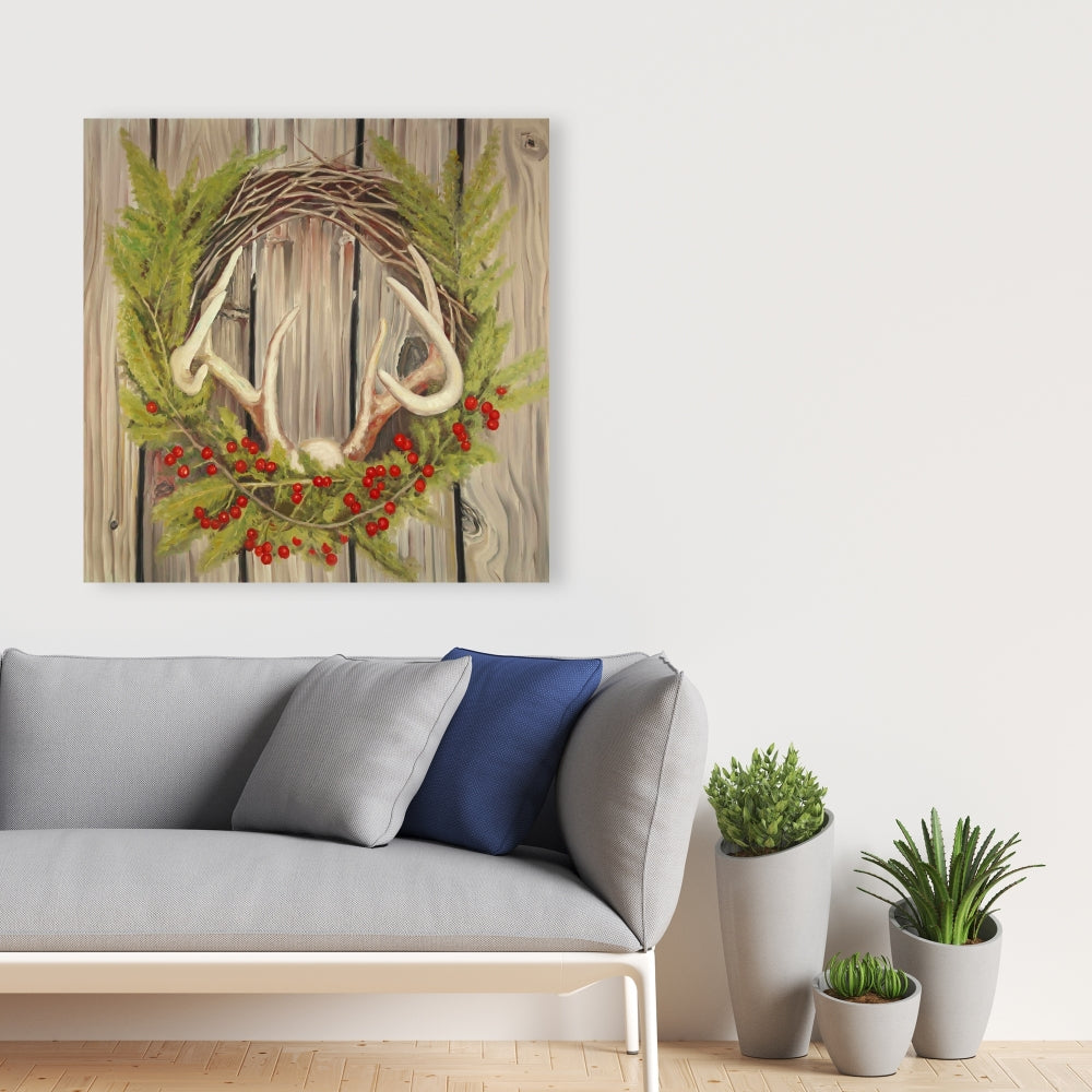 Rustic Botanical Canvas - Christmas Wreath with Panache Decor