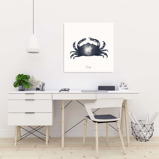 Blue Crab Canvas | Bathroom Decor | Aquatic Animal Art