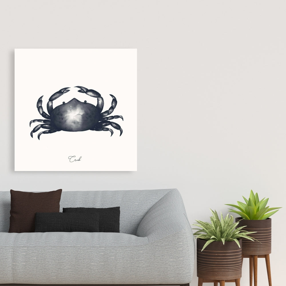 Blue Crab Canvas | Bathroom Decor | Aquatic Animal Art