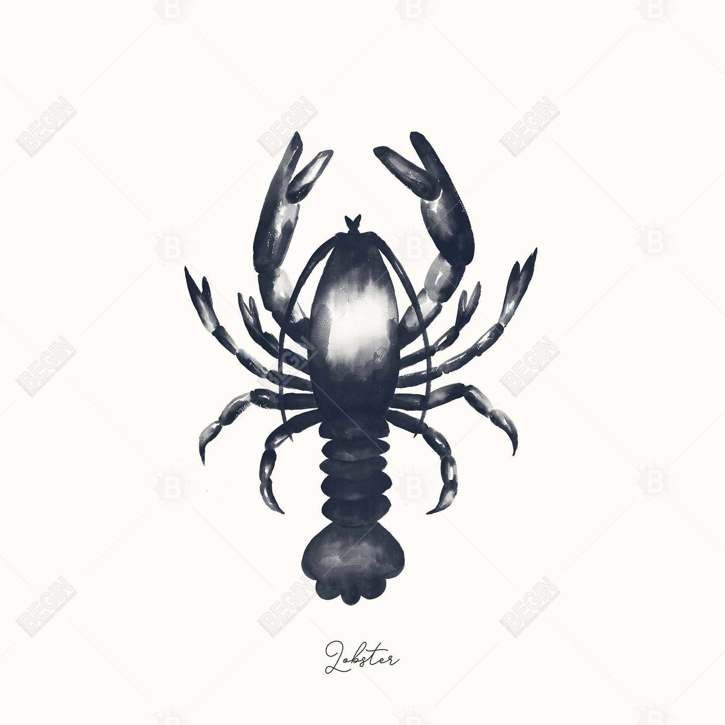 Blue Lobster Canvas - Blue Animal Bathroom Decor Wall Art