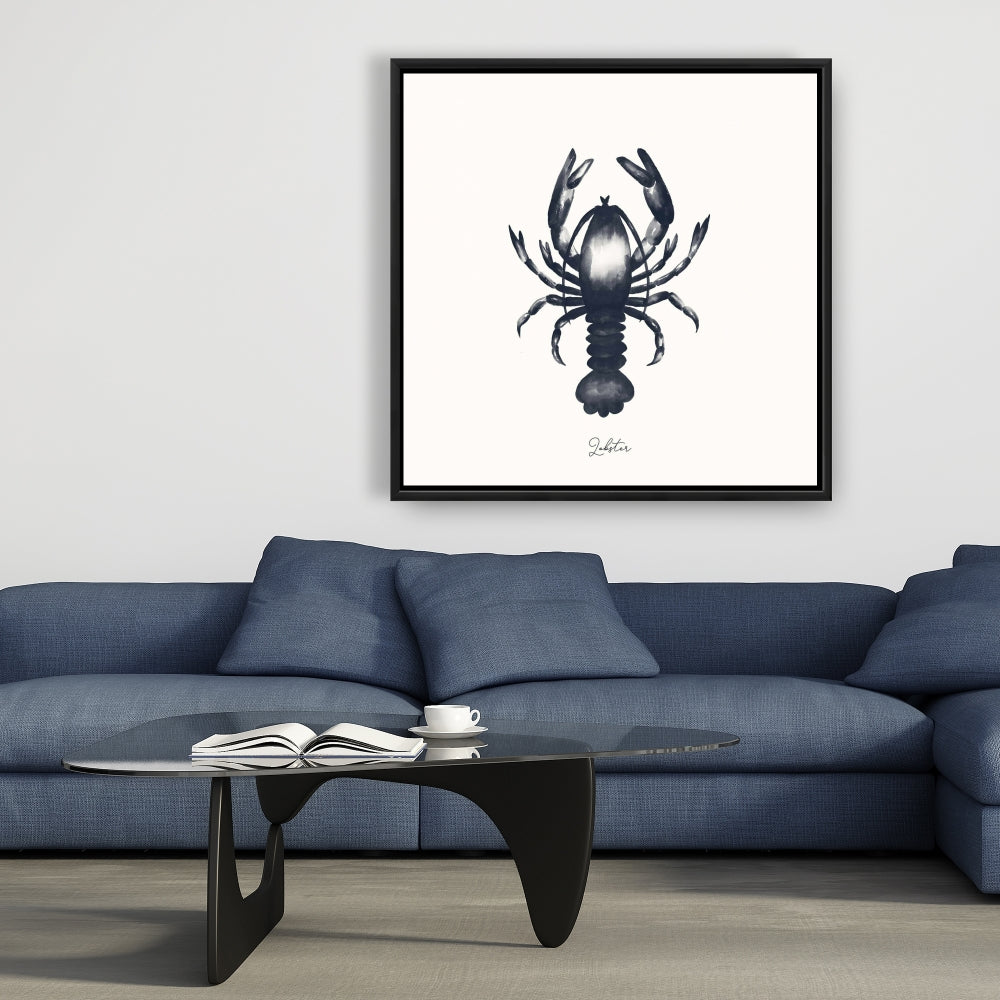 Blue Lobster Framed Canvas | Aquatic Home Decor Wall Art