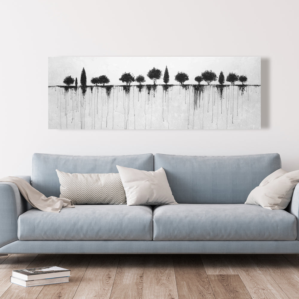 Industrial White Bedroom Canvas - Abstract Black Trees Decor