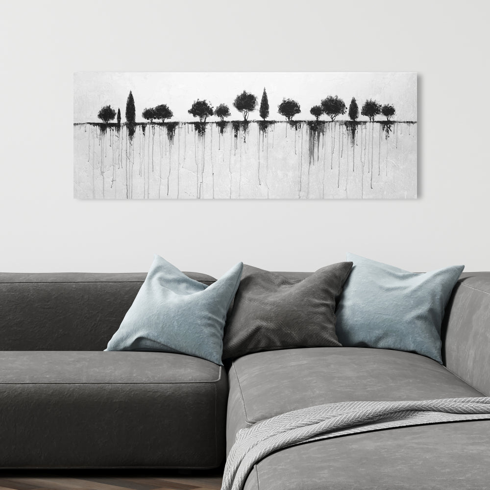 Industrial White Bedroom Canvas - Abstract Black Trees Decor