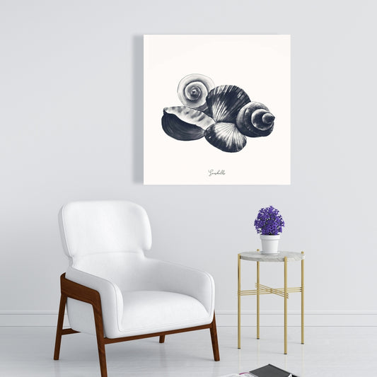 Blue Seaside Shells Canvas | Marine Blue Aquatic Decor