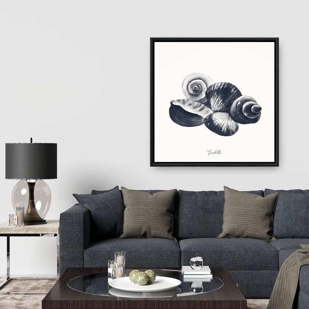 Blue Seaside Shells Canvas | Coastal Home Decor Wall Art