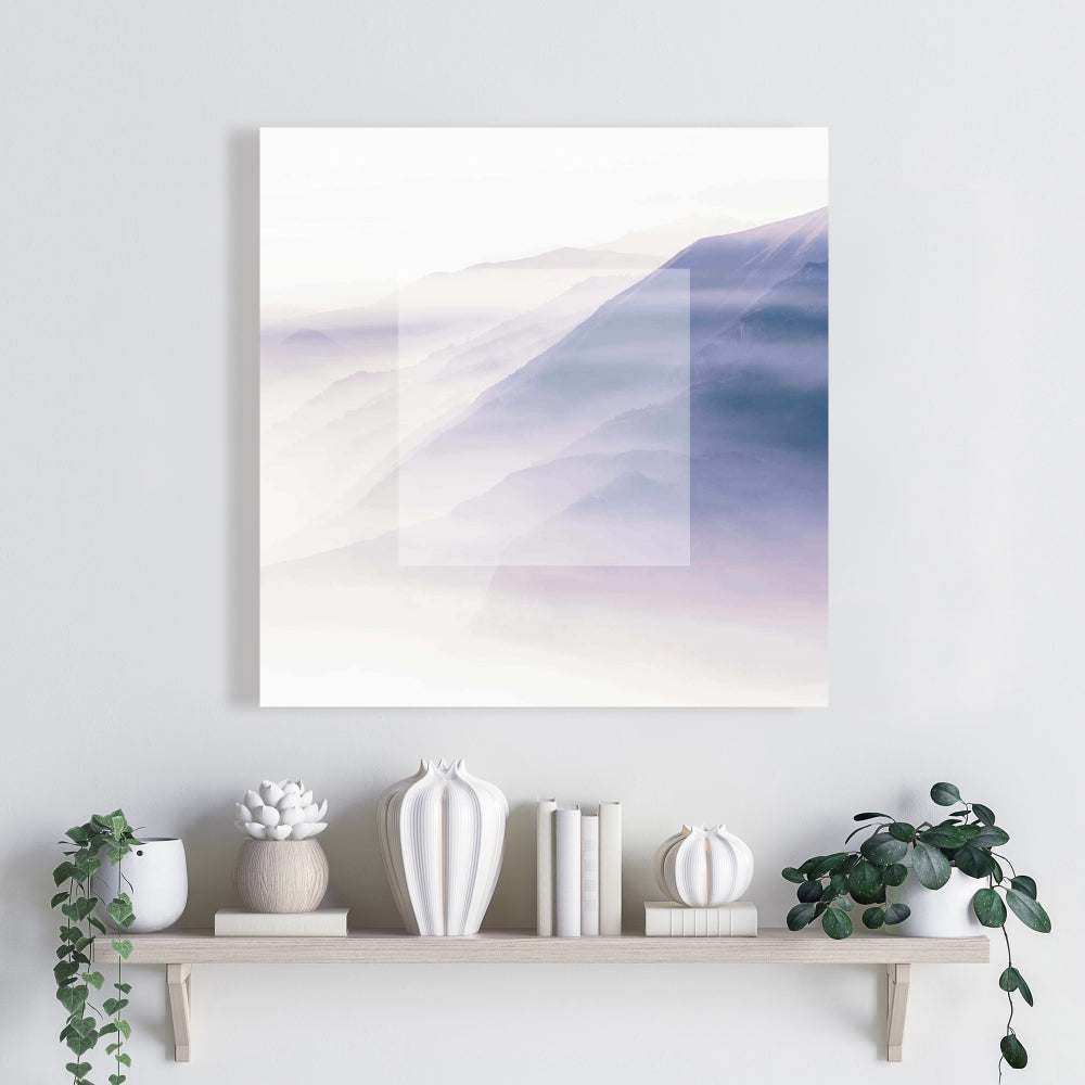Mist White Shapes Canvas - Elegant Home Decor Wall Art