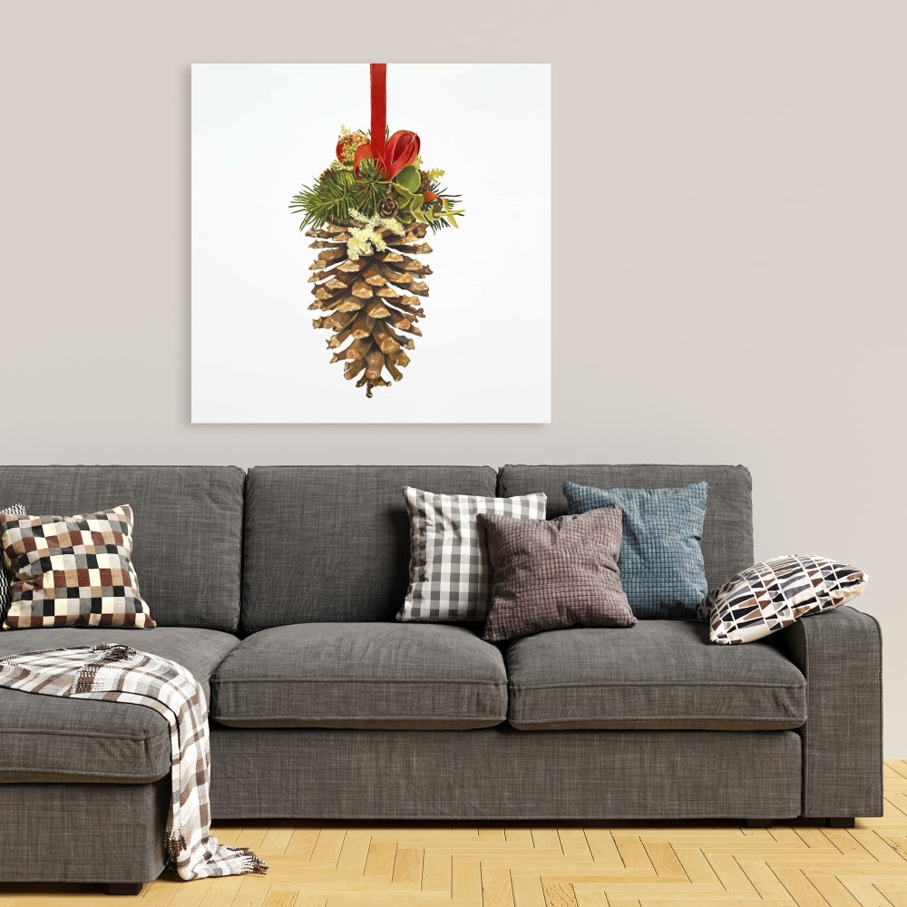 Rustic Holidays Trees Canvas - Christmas Pine Cone Decor