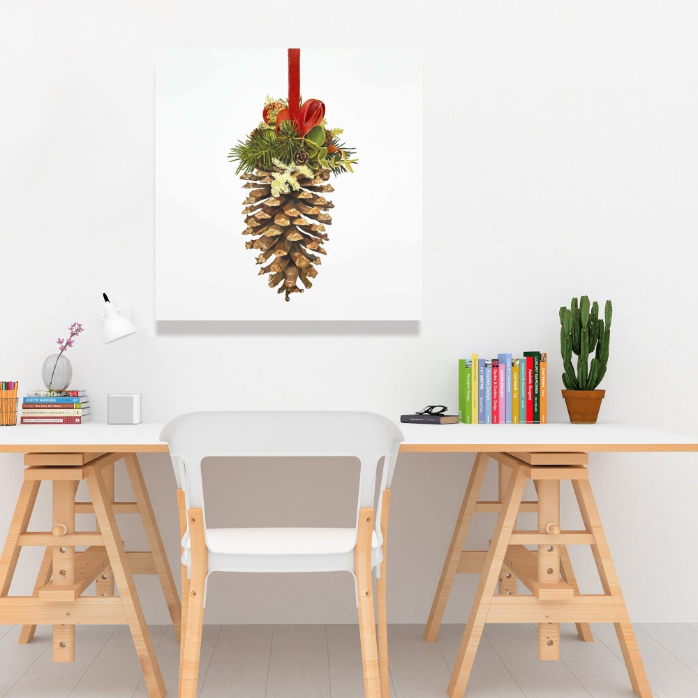 Rustic Holidays Trees Canvas - Christmas Pine Cone Decor