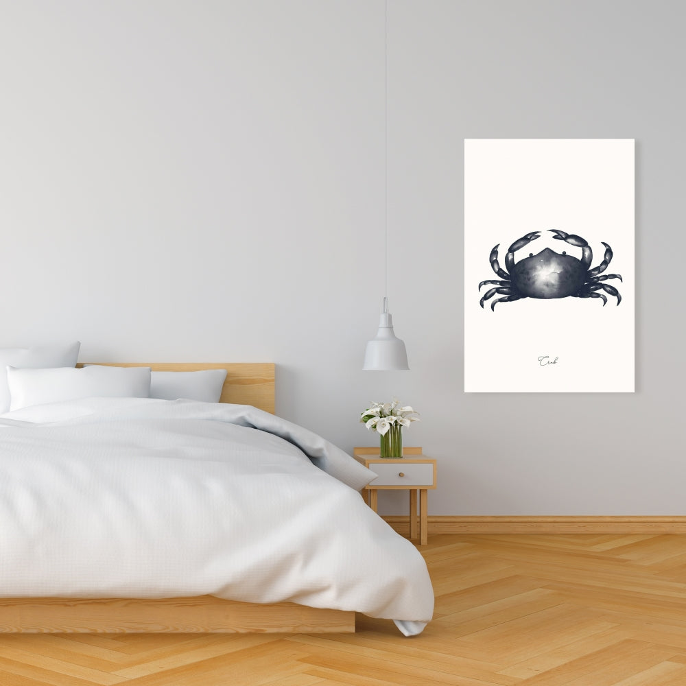 Blue Crab Canvas | Bathroom Decor | Aquatic Animal Art
