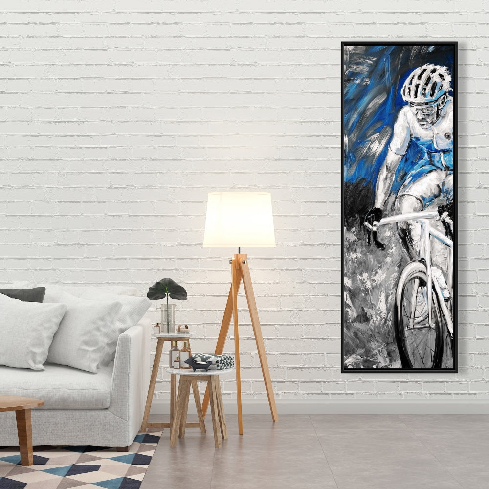 Toile encadrée « Cycliste bleu professionnel » | Décoration d'intérieur