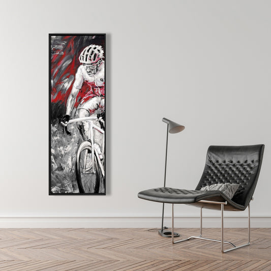 Professional Red Cyclist Framed Canvas - Home Decor Wall Art