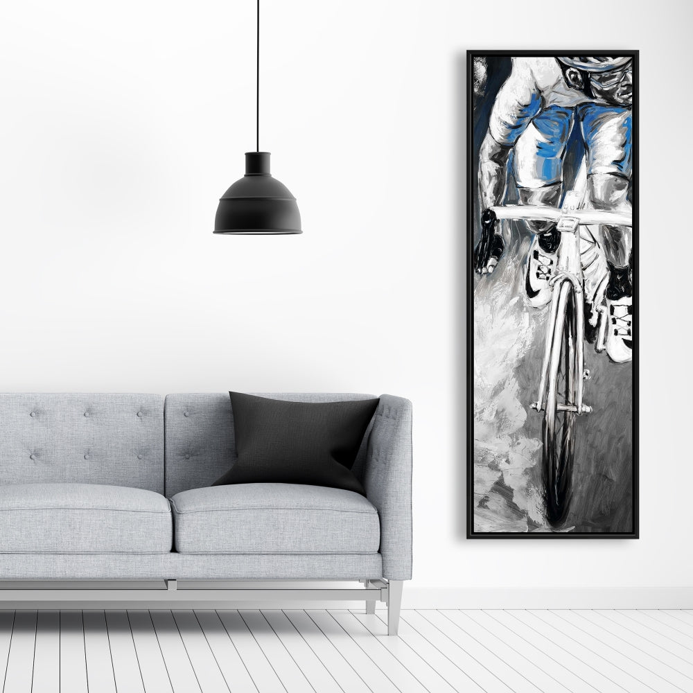 Blue Man Cave Framed Canvas | Professional Cyclist Art Decor