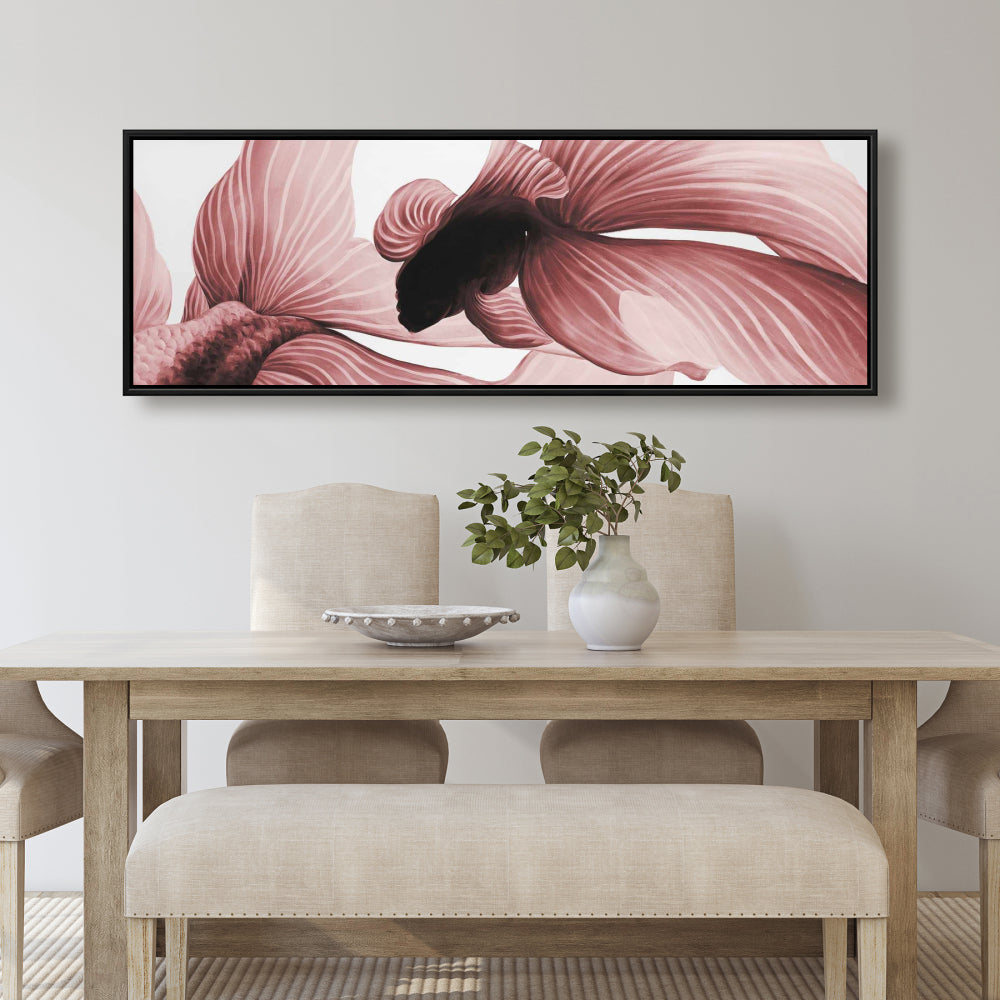 Toile encadrée représentant deux combattants rouges – Décoration aquatique asiatique