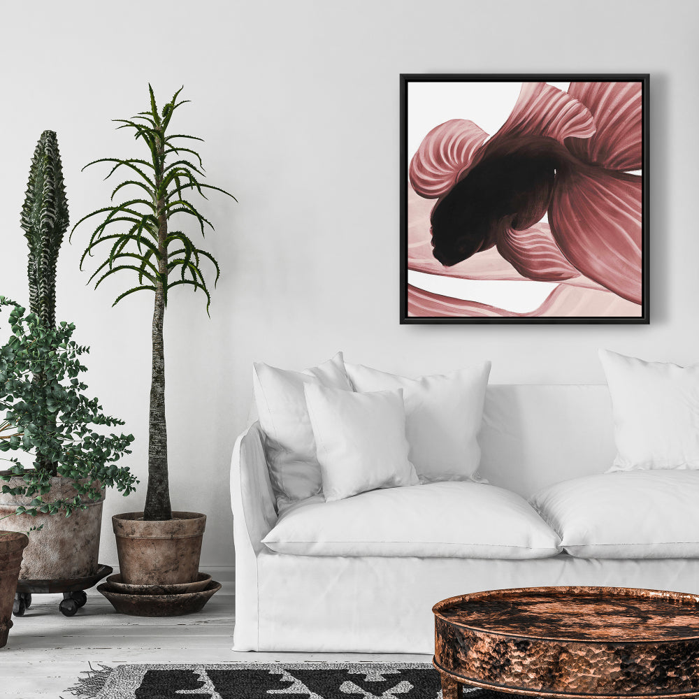 Toile encadrée représentant deux combattants rouges – Décoration aquatique asiatique