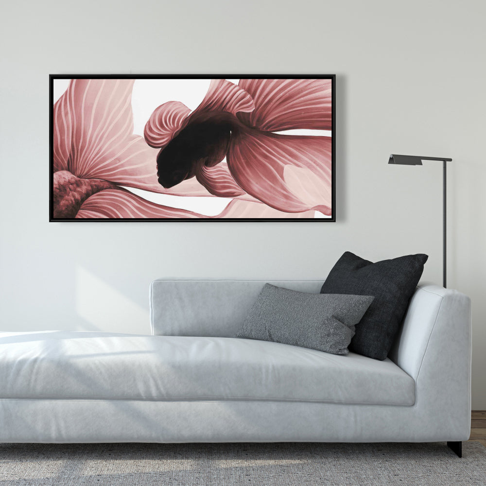 Toile encadrée représentant deux combattants rouges – Décoration aquatique asiatique