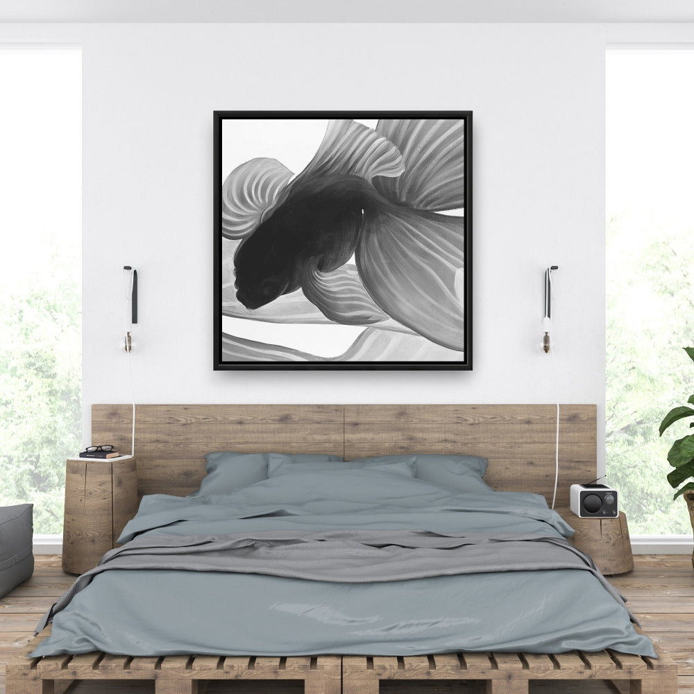 Toile encadrée monochrome « Deux combattants » | Décoration de chambre exotique