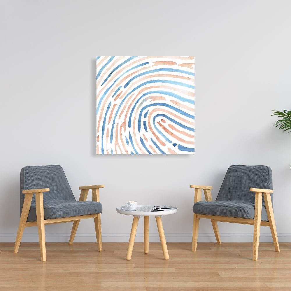 Blue Bedroom Canvas Art - Footprint Illustration Home Decor