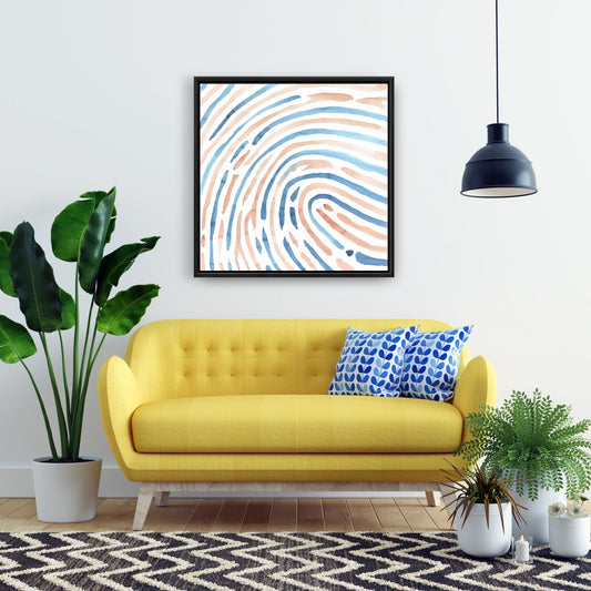 Toile encadrée Empreinte de pas | Décoration de chambre bleue | Décoration d'intérieur