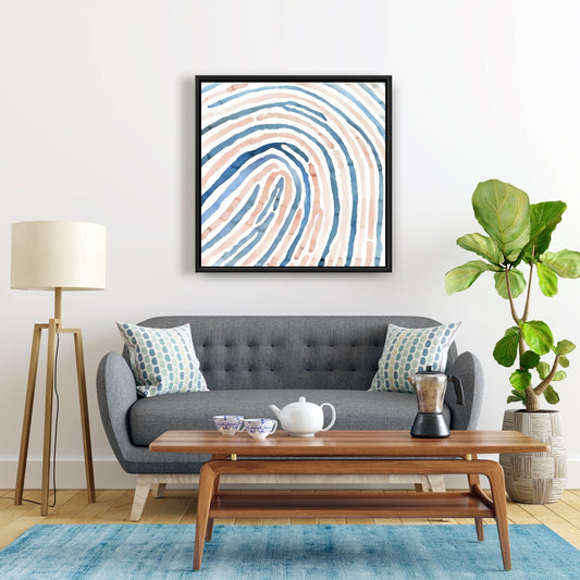 Toile encadrée « Formes de salle de bain avec empreintes digitales » | Décoration d'intérieur