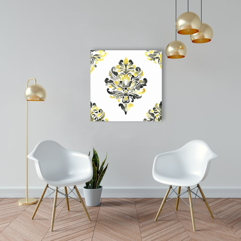 Gray Baroque Ornament Canvas | Bathroom Wall Art Decor