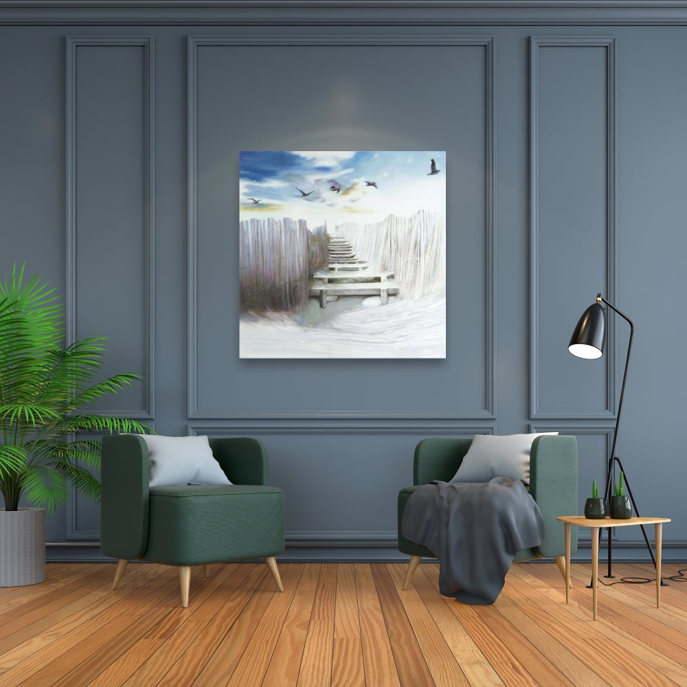 Break at the Beach Canvas - Blue Marine Bedroom Decor