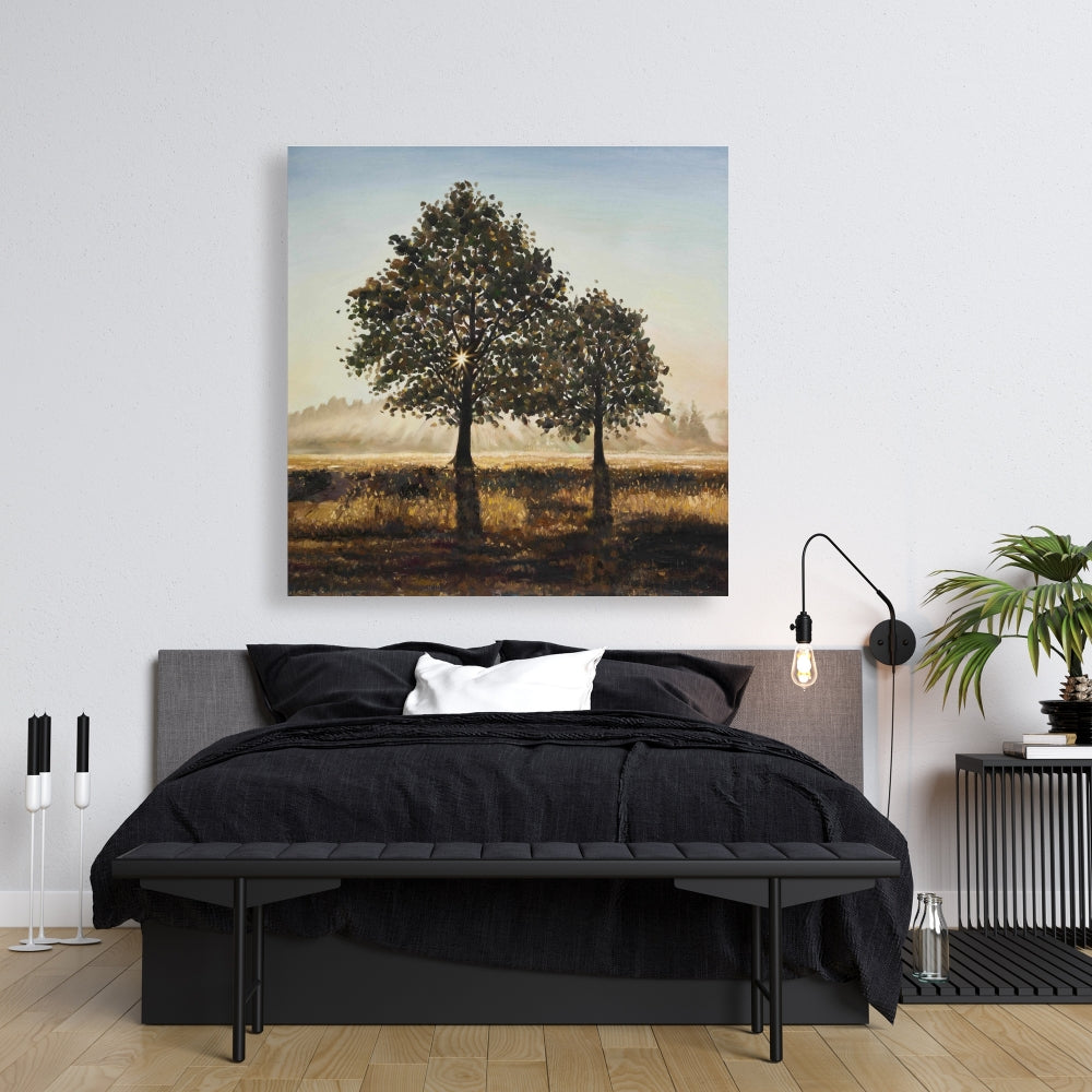 Trees in the Countryside Canvas - Rustic Living Room Decor