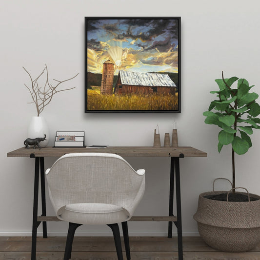 Toile encadrée « Paysages bruns de grange à foin » | Décoration d'intérieur