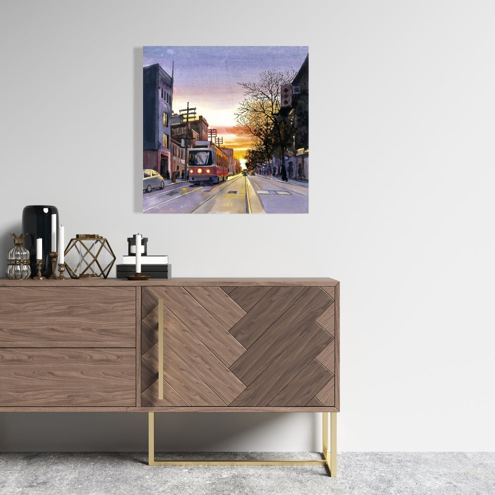 Blue Sunset Streetscape Canvas | Toronto Home Decor Art