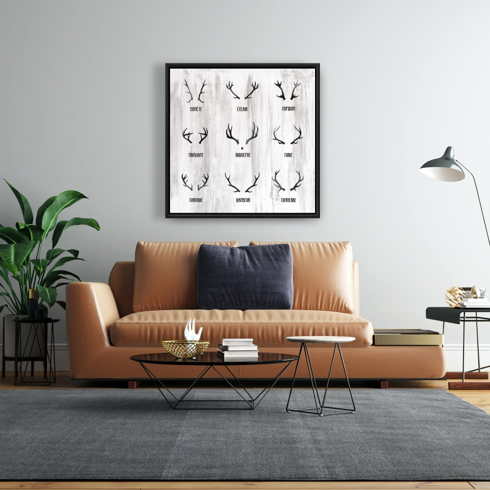 Toile Père Noël et Renne | Décoration scandinave pour salon