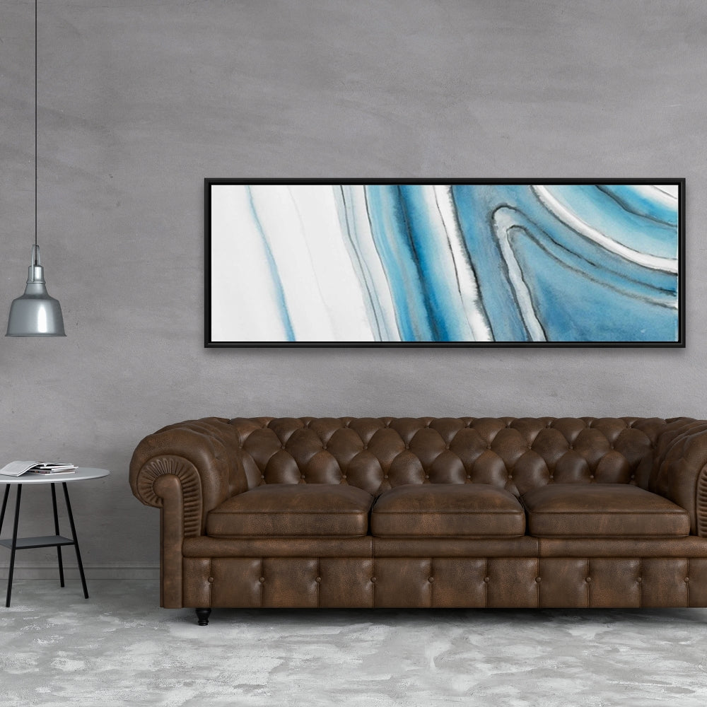 Toile encadrée ronde bleue Géode | Décoration d'intérieur moderne
